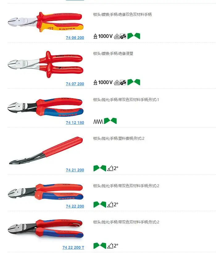 Немецкий KNIPEX KENIPACK 74 06 180 Экономичные изолированные диагональные плоскогубцы 74 06 180