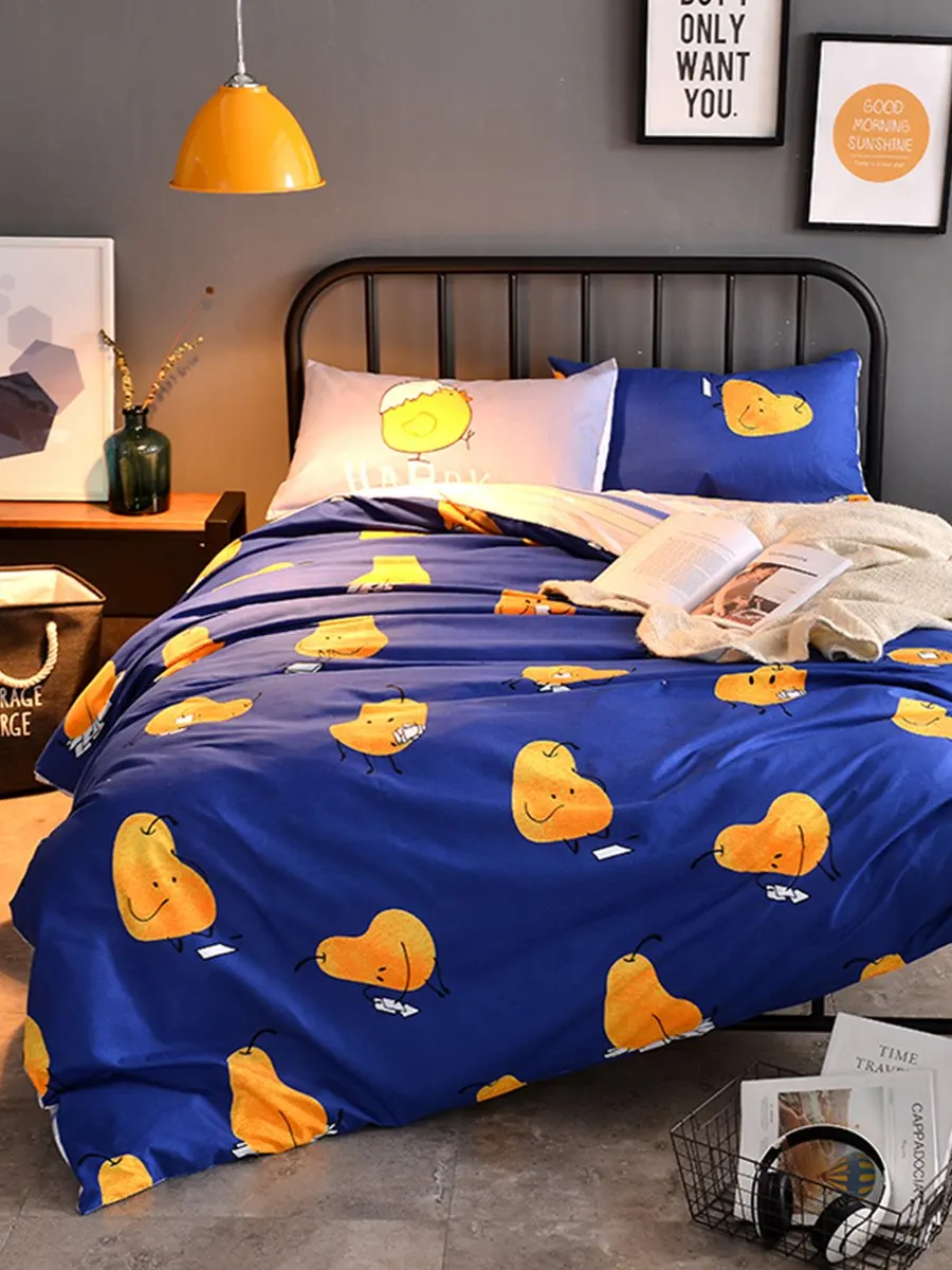 

4 Pcs Bedlinens Set Cartoon Lovely Bears Pattern Skin Friendly Soft Bedding Set