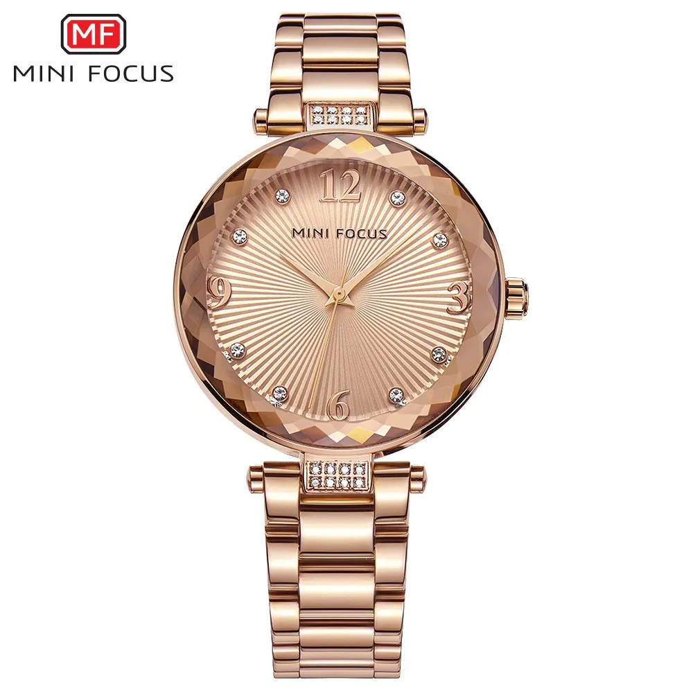 MINI FOCUS Crystal Gold Watch Women Ladies Famous Top Brand Luxury Quartz Watch Female Clock Montre Femme Relogio Feminino