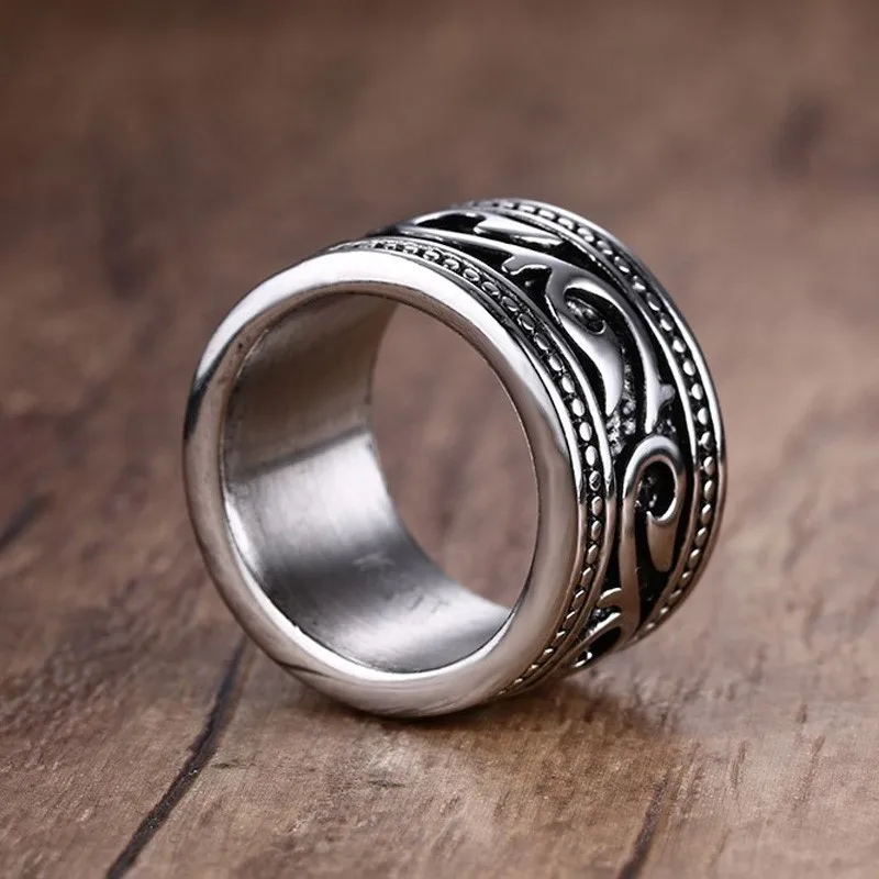 Vnox Винтаж 14 мм Большой Кольца для Для мужчин Нержавеющая сталь коктейльное кольцо ретро Стиль Сталь кольцо