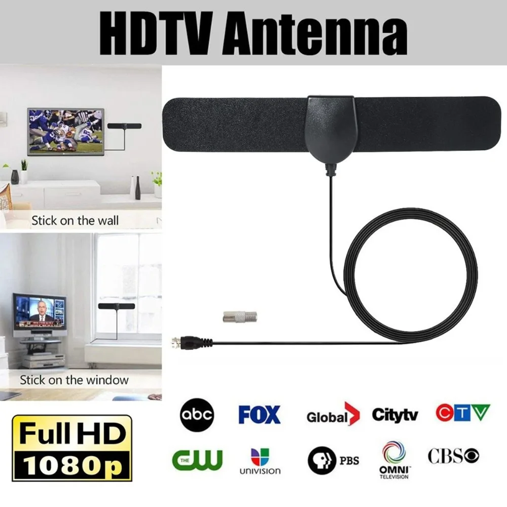 SOONHUA Utra Thin ATSC 25 Miles Range 1080 P tv цифровая антенна для помещений 20 dBi Gain антенна HD ТВ с коаксиальным кабелем 3,7 m