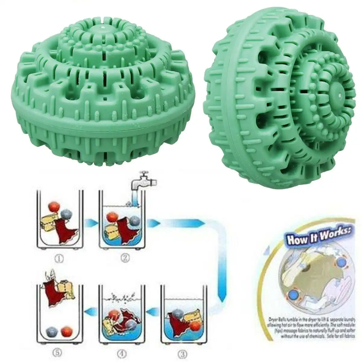 

NEW Green Laundry Ball No Detergent Wash Wizard Style Machine Reusable Anion Molecules Magic Washing Tool(1/2/5/10pcs)