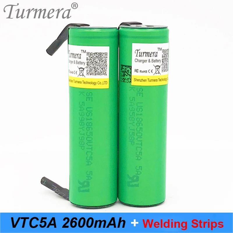 Turmera 18650 vtc5a US18650VTC5A 2600 мАч 35 Ампер 18650 сварочная лента паяльная батарея для отвертки