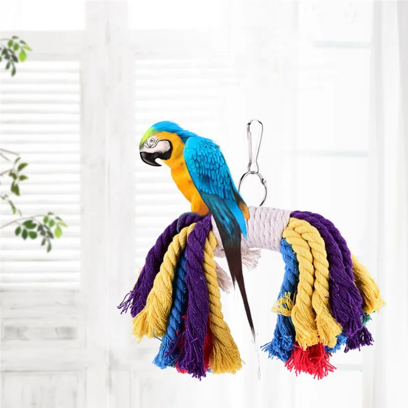 

2018 Climb The Bird Parrot Cotton Rope Chew Toys Bite Bird Toys Color Randomly