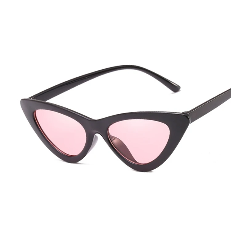 Сексуальные солнцезащитные очки "кошачий глаз" для женщин, фирменный дизайн, зеркальные, черные, треугольные, солнцезащитные очки, женские линзы, оттенки для женщин, очки UV400 - Цвет линз: BlackPink