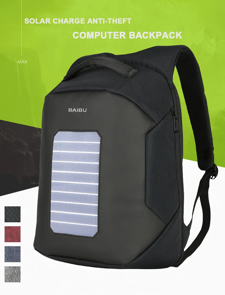 BAIBU Солнечный usb зарядка Многофункциональный рюкзак 15,6 ноутбук бизнес рюкзак водонепроницаемая сумка для мужчин дорожный рюкзак Противоугонный