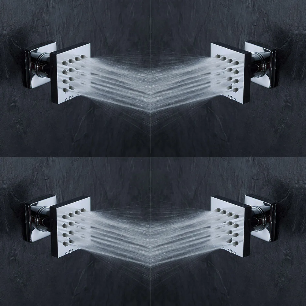 4 pieces Bathroom Brass Shower Square Head Body Massage Jets Sprayer