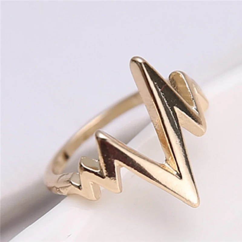 

Hot 1 Pc Girls Fashion Simple Chic Lightning Design Rock Style Finger Rings For Women Jewelry Accessories