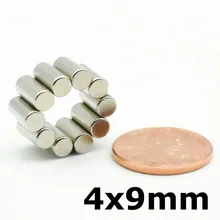 Diametrically Cylinder Magnet Disc Dia 4x9 mm NdFeB Permanent Rare Earth Magnets Grade N42 Powerful for Cartan Game Board