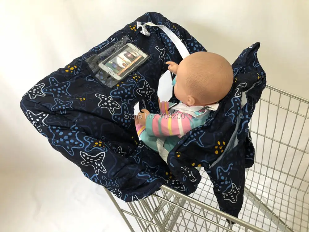 Премиум Starfish Multifunctional 2-in-1 Shopping Cart Seat Cover высокий Чехол для стула для малышей и младенцев-Starnight темно-синий