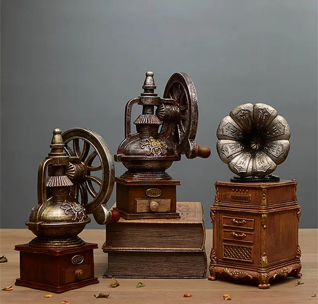 Nostalgic Vintage Coffee Machine And Phonograph Model Decoration Props Nostalgic Vintage Coffee Machine And Phonograph Model Decoration Props