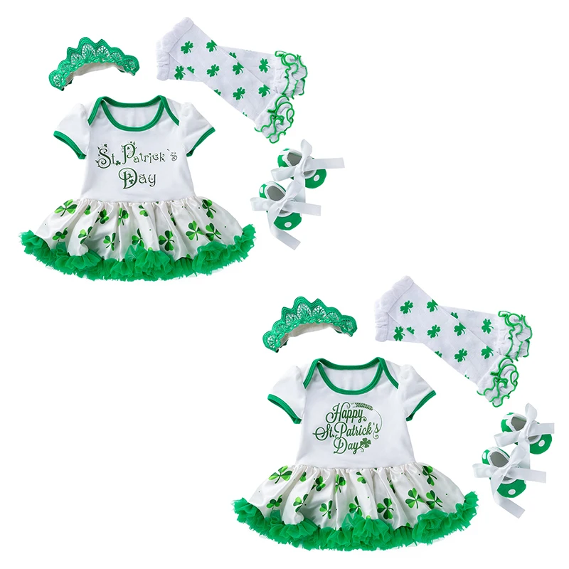 Raisvern St Patrick/платье для маленьких девочек комплекты хлопковой одежды с зелеными