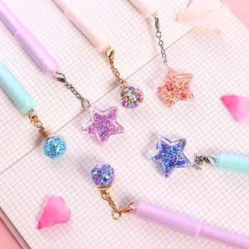 

1 Pcs/Lot Pink Star pendant gel pen kawaii stationery writing pens canetas material escolar office school supplies