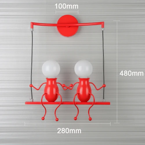 Железный светодиодный настенный светильник американский креативный настенный светильник s металлический мультяшный робот бра настенный светильник для спальни детская комната Светильник - Цвет абажура: Two heads red