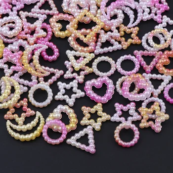 

20g (About 180Pcs) Gradient Color Imitation ABS Pearl Craft Mix ABS Plastic Flatback Beads For DIY Garment/Phone Decoration