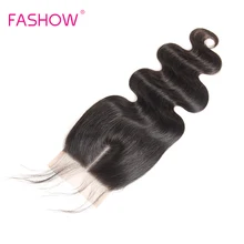 Perruque Lace Closure Remy péruvienne Body Wave-Fashow | 4x4, cheveux naturels, pre-plucked, avec Baby Hair, attaché à la main