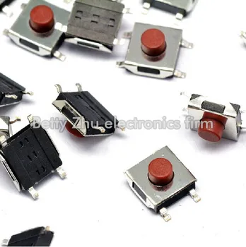 

1000PCS/LOT 6 * 6 * 3.7MM SMD Tact Switch 4 feet waterproof copper red head