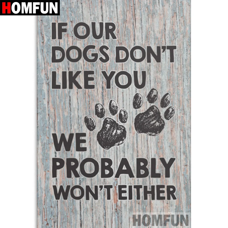 

HOMFUN Full Square/Round Drill 5D DIY Diamond Painting "Dog Text" 3D Diamond Embroidery Cross Stitch Home Decor A18508