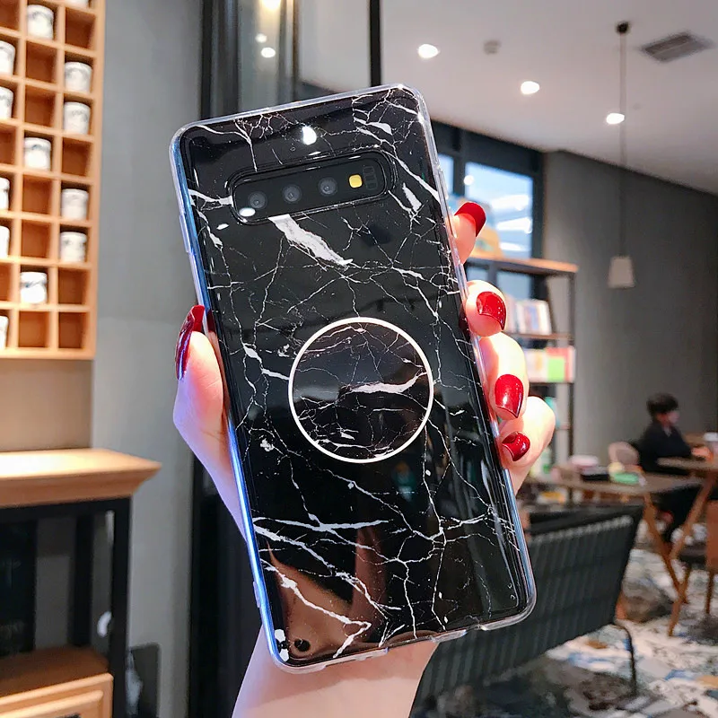 For Samsung Galaxy S10 Case Marble Phone Case For Samsung S10e S 10 S9 S8 Plus S7 Edge Note 9 8 Cover Stand Holder Silicon Coque