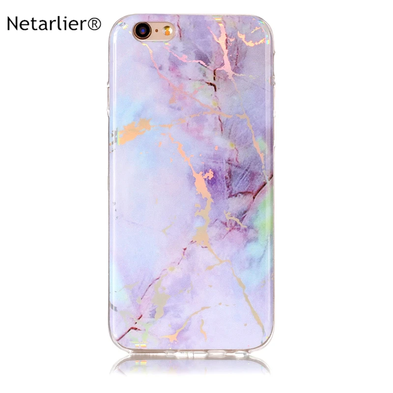 

Netarlier newest arrival case for iphone 6/6s good quality TPU soft material phone cover 4.7 inch black white holo marble design