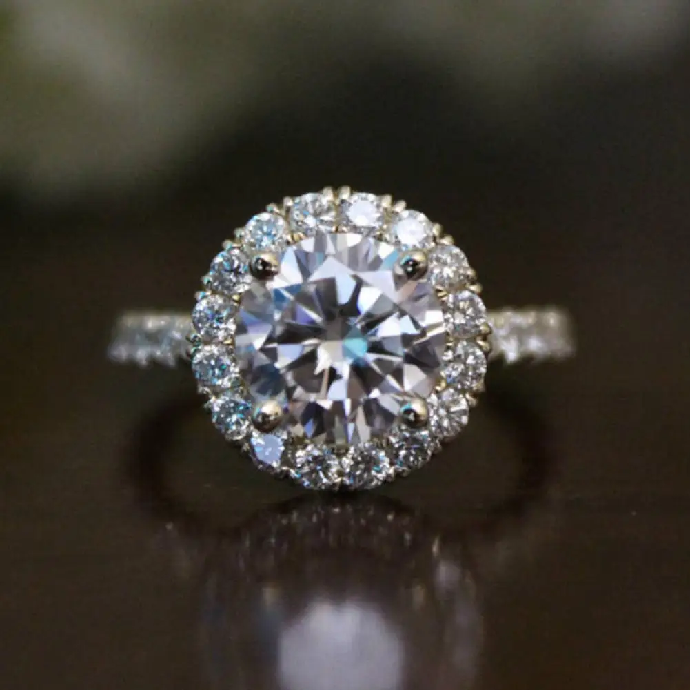 Кольцо для помолвки ювелирные изделия полный горный хрусталь Женщины палец кольцо