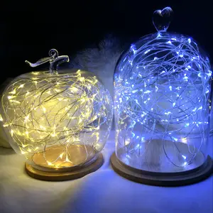 Светодио дный светодиодная гирлянда 3 * AA на батарейках декоративная серебряная гирлянда Рождественские огни 2 м/5 м/10 теплый белый для рождественской свадебной вечеринки - изображение