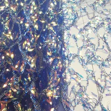 GLace 1Y/лот африканская ткань сетка кружево бахромой блесток ткань для платья ткань свадебное украшение вышивка сетка laceTX862