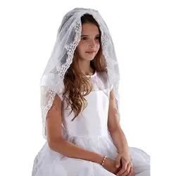 2019 Новый Белый Кот свадебное для девочек в цветочек с вуалью для девочек Первого Причастия вуали Тюль с расческой аппликация Край Фата