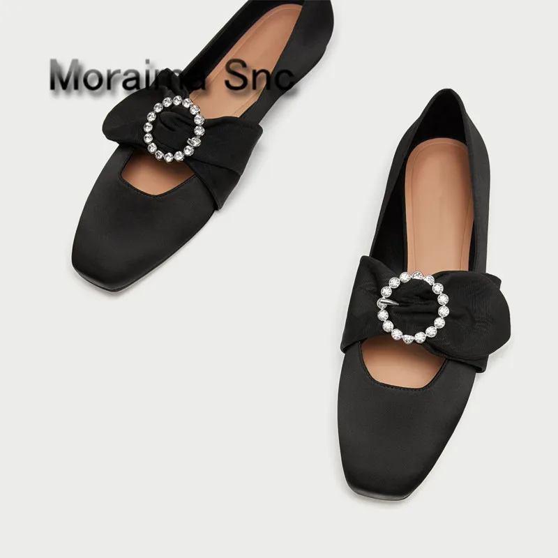 

Moraima Snc brand black ballet shoes women round toe crystal flats shoes butterfly-knot mary janes shoes newest student shoes