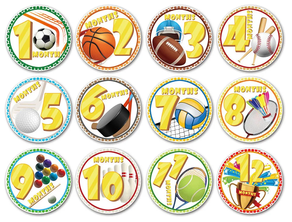 

LoveCCD 12Pcs Baby Memorial Milestone Card Soccer Newborns Photography Props Accessories Photo Shot toys Baby J10#NO