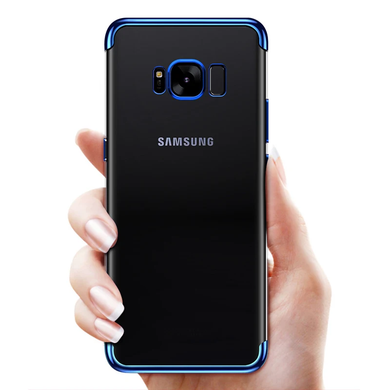 

Zxtrby Plating Transparent Phone Case for Samsung Galaxy S10 S9 S8 S7 Plus A50 Electroplating Clear Soft TPU Phone Shell Cover