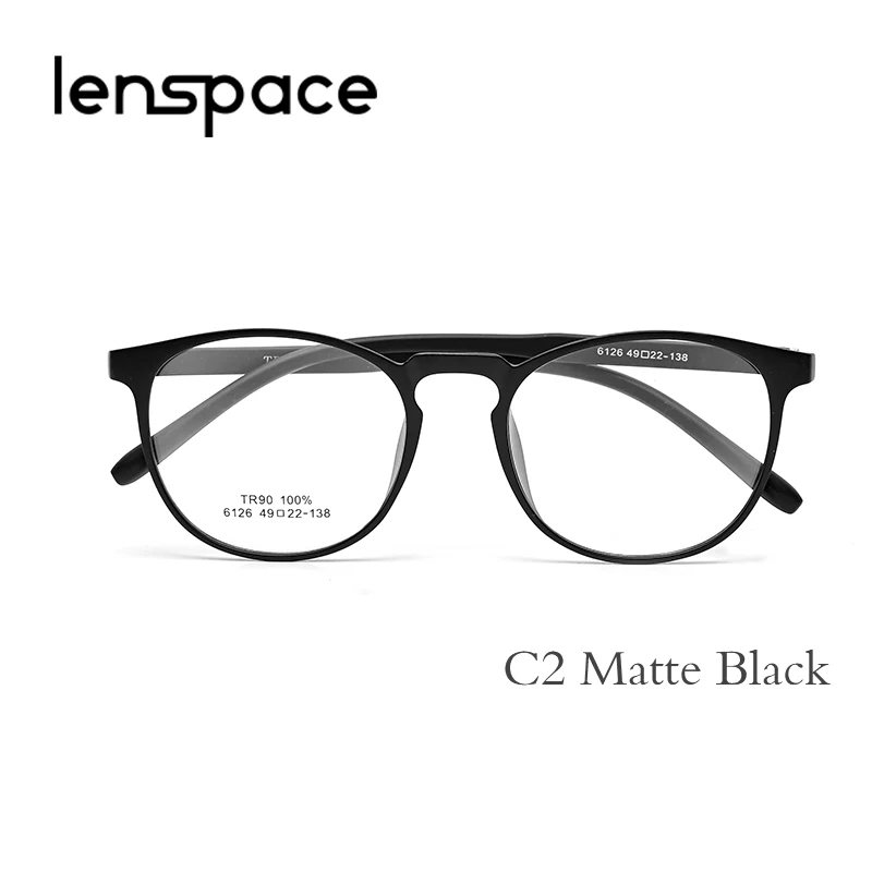 Lenspace Модные мужские и женские очки TR90 оправа для очков мужская оправа винтажные круглые прозрачные линзы очки Оптическая оправа для очков - Цвет оправы: 6126C2