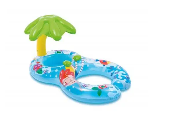 

INTEX 56590 PVC Inflatable Sun Shade Tent Parent Floating Ring, Mother Child Swim Circle, 3 Air Chamber Lap Swimming Seat Ring