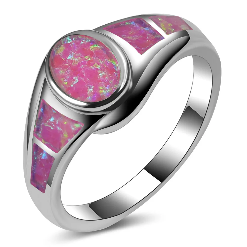 

Hot Sale Exquisite Pink Fire Opal 925 Sterling Silver High Quantity Engagement Wedding Ring Size 5 6 7 8 9 10 11 A153