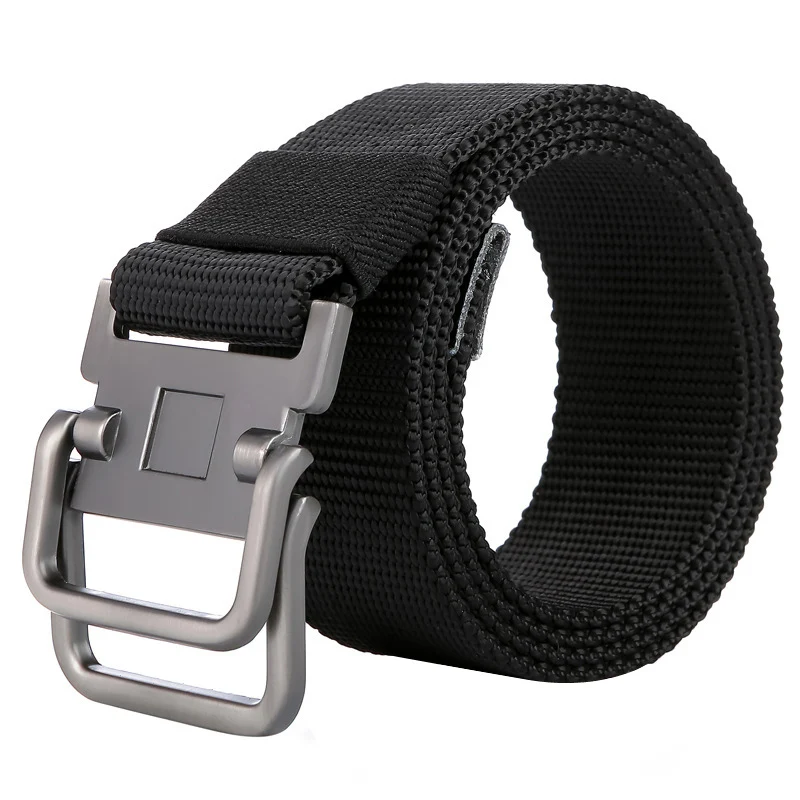 

Fashion Unisex belt trend simple Nylon Men belt Outdoor casual Men and Women Alloy Double ring belt 110-140cm