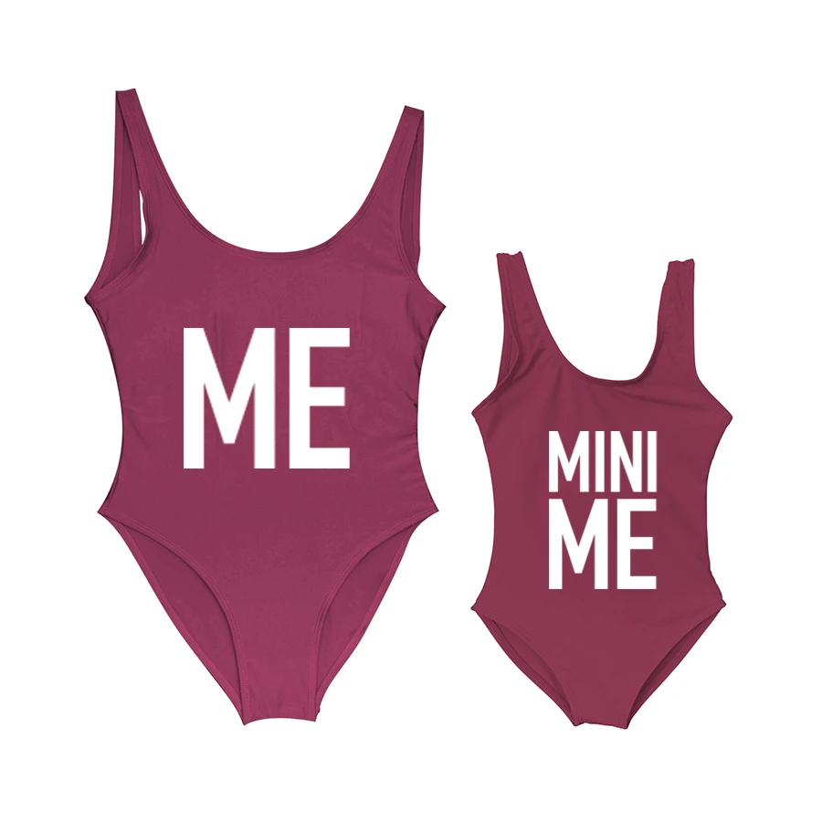 

Mother and Daughter Children Bikini Me and Mini Me Letter Print Mommy&Babe Swimwear Mom Kids Bathing Suits One Piece Swimsuit