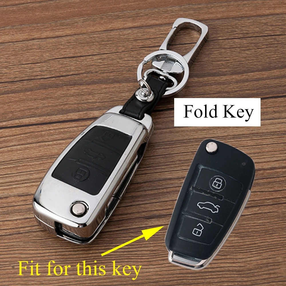 

3 Buttons Folding Key Shell Fit For Audi A1 A3 S3 Q3 A6 Q7 Parts Key Holder Case Box Fob Bag Chain Cover Accessories Trim Alloy