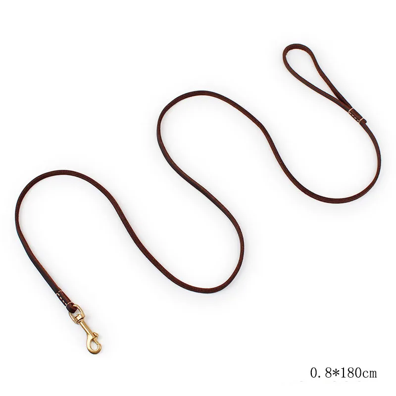 SYDZSW Pet Supplies Genuine Leather Dog Leash Wholesale Grade Copper Hook Large Dog Leash Labrador Shepherd Dog Products 0.8cm9