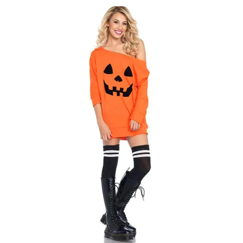 

Fast Sending Hot Selling Women Girl Cold Shoulder Pumpkin Costume Accessory Dress Halloween Party Fancy Dress Drop Shipping c820