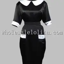 В готическом стиле, Черный и белый Половина рукава Slim Fit в викторианском стиле платье