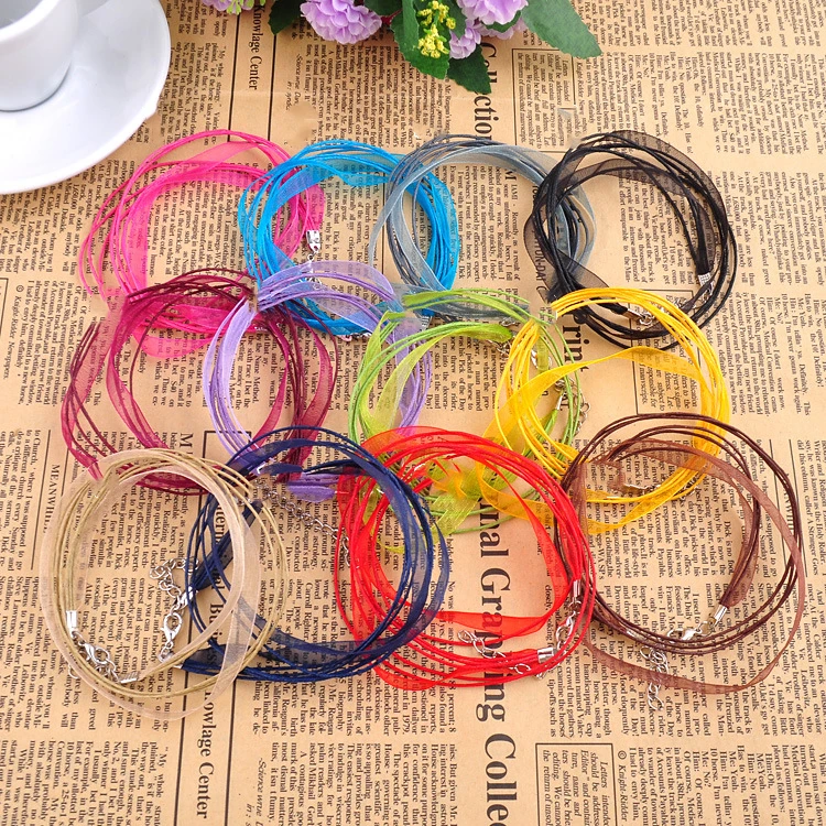 

10pcs DIY Jewelry Accessories Foreign Trade Necklace Rope Chiffon Wax Necklace Rope Ribbon Necklace 3+1 Wax Rope