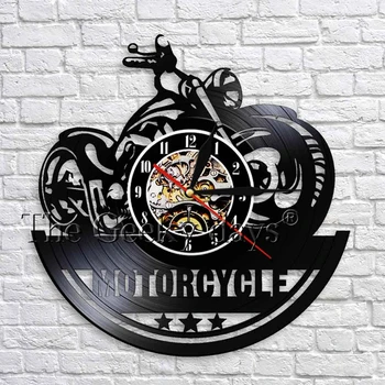 

Classic Motorcycle 3D Wall Clock with LED Lighting Garage Sign Motorbike Vintage Vinyl Record Clocks Wall Watch Home Decor 12"