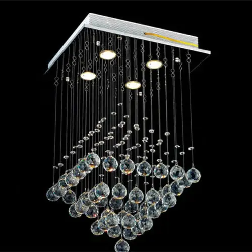 K9 Square Clear Crystal Chandelier Light Lamp Rain Drop Flush