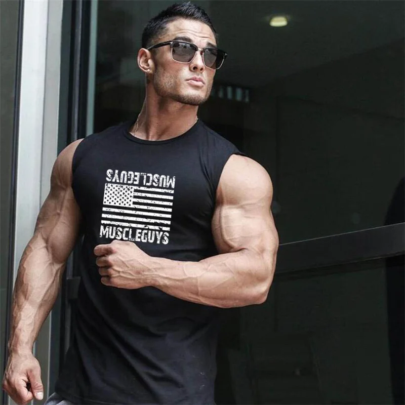 Herren Fitness Bodybuilding Baumwolle Ärmelloses Top Shirt Muskel Unterhemd 