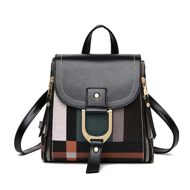 Новые дизайнерские рюкзаки женские кожаные рюкзаки женские школьные сумки для подростков девочек Дорожная сумка ретро рюкзак mochila mujer - Цвет: black