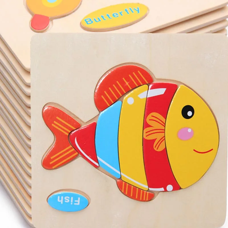 

Montessori Toys Educational Wooden Toys for Children Early Learning Puzzle 3D Cartoon Animal Traffic Puzzles Intelligence Jigsaw