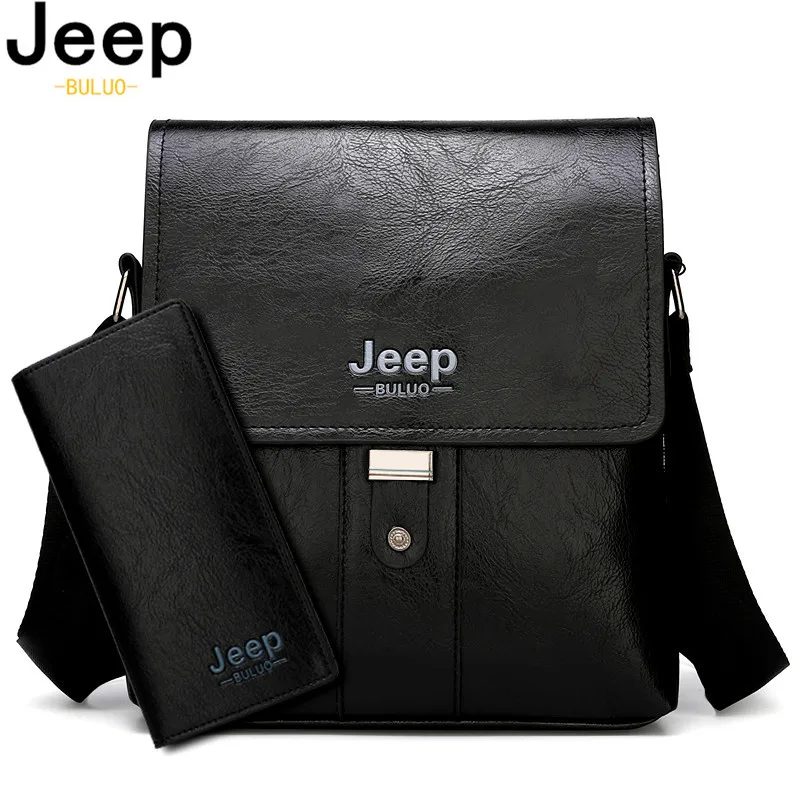 Мужской комплект сумка на плечо jeep buluo, цвет хаки, портфель и кошелек из искусственной кожи, деловая сумка для документов, брендовая сумка, все сезоны