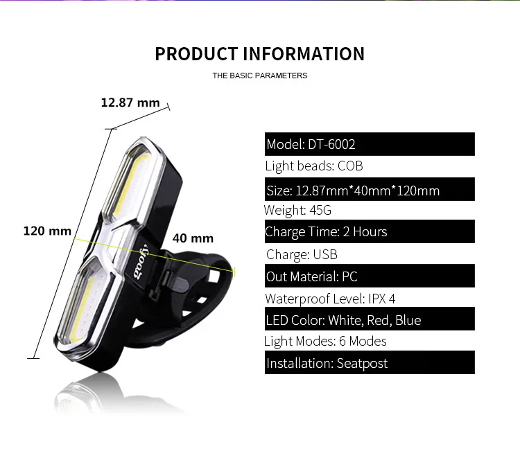 Excellent Bike Tail Light USB Rechargeable Warning Safety Bicycle Rear Light LED COB Light Cycling Flash Lamp MTB Road Bike Taillight 5
