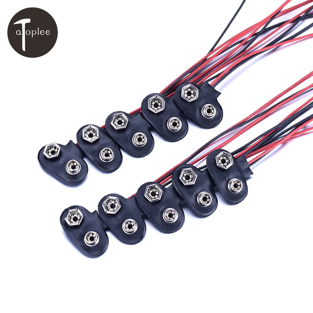 

10pcs 9V Battery Snap Power Cable to DC 9V Clip Male Line Battery Adapter Jack Connector Hard Shell Buckle
