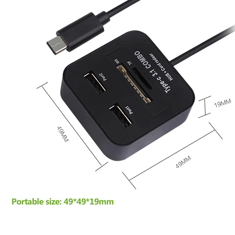 ULT Best Тип USB-C до 2 Порты USB2.0 концентратор с TF SD Card Reader Тип c cardreader комбо для нового MacBook Xiaomi 4C